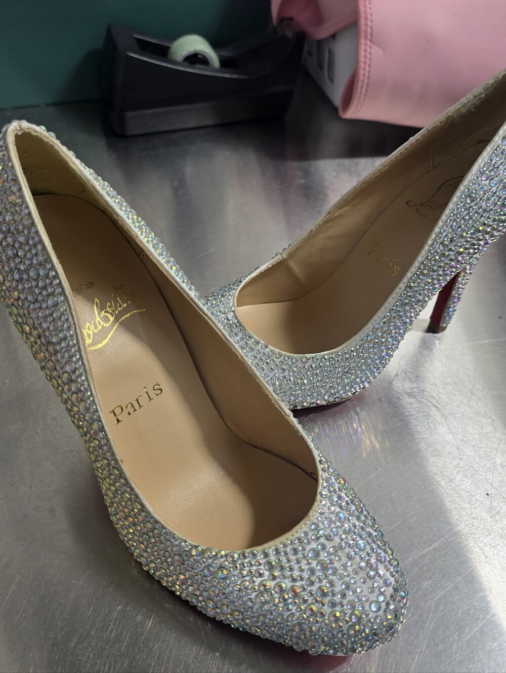 Christian Louboutin Crystal-Embellished Iridescent Pumps